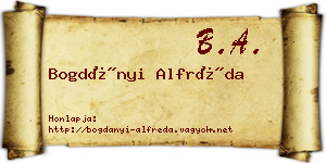 Bogdányi Alfréda névjegykártya
